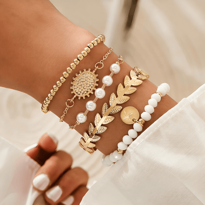 3 Pulseras ajustables + 2 Pulseras de perlas GRATIS - Pack Pulseras Bohème