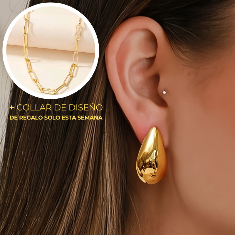 Pendientes de Gota + Collar de diseño DE REGALO